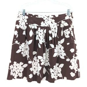 CATO Brown White Floral Skater Skirt‎ Cotton Blend Size 12